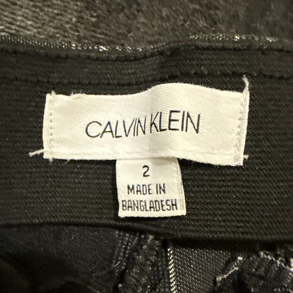 Calvin Klein-Womens Pants-Dark Gray Plaid Pull On Trouser-Preppy-Size 2 - Picture 7 of 15